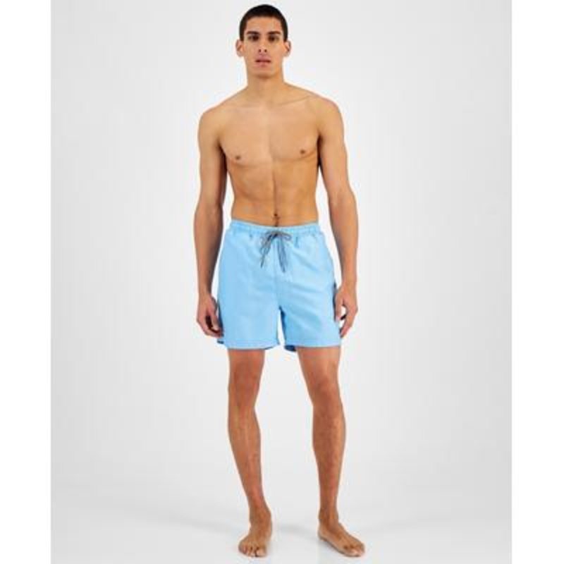 INC International Concepts Mens Quick dry Solid Swim Trunks Blue Medium