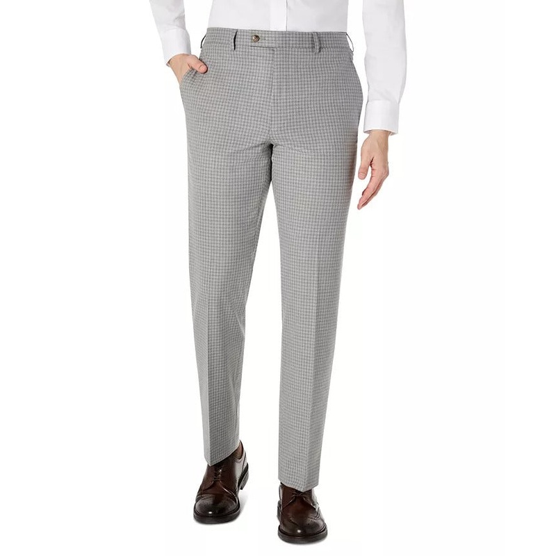 LAUREN RALPH LAUREN Men's Classic-Fit Gray Grid Dress Pants 32 x 32 Grey