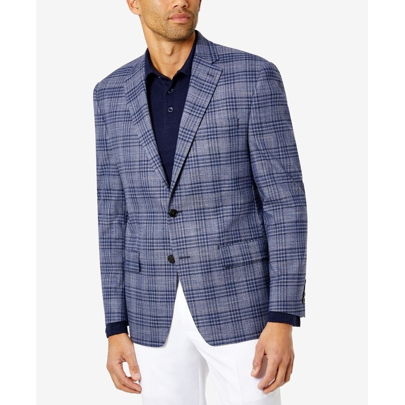 Lauren Ralph Lauren Men's UltraFlex Plaid Blazer 46R Sport Coat Blue