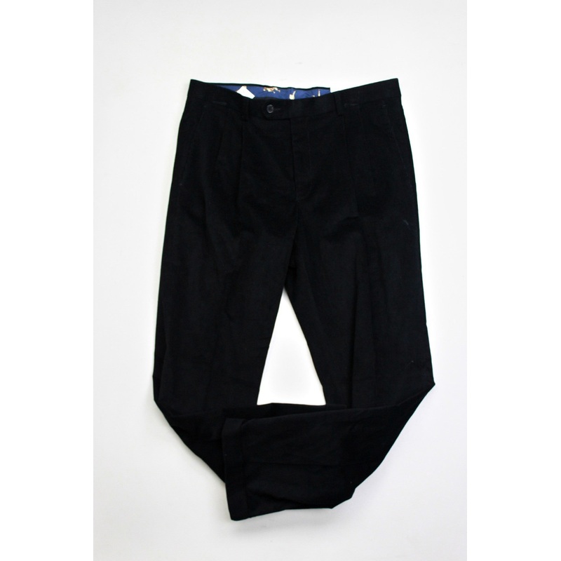 Lauren Ralph Lauren Regular Fit Corduroy Pleated Dress Pants 36 x 32 Black