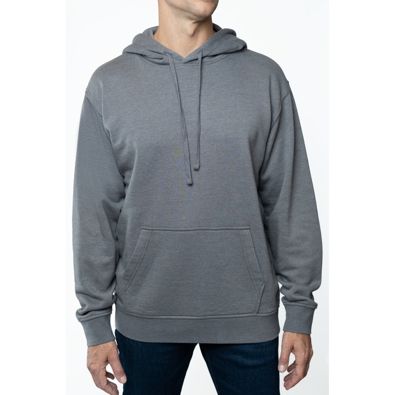 Lazer Men's  Popover Burnout Fleece Hoodie  Sweatshirt Gray SMALL