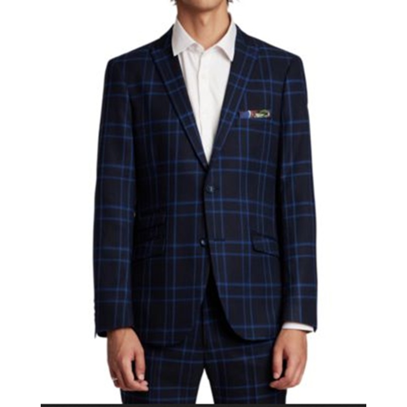 PAISLEY & GRAY Men's Slim-Fit Suit Jacket Royal Blue 40R Plaid