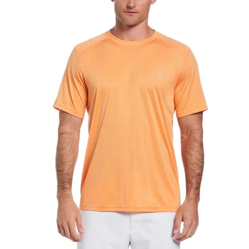 Pga Tour Men's Performance Golf Tshirt  Tangerine Heather  Orange Large