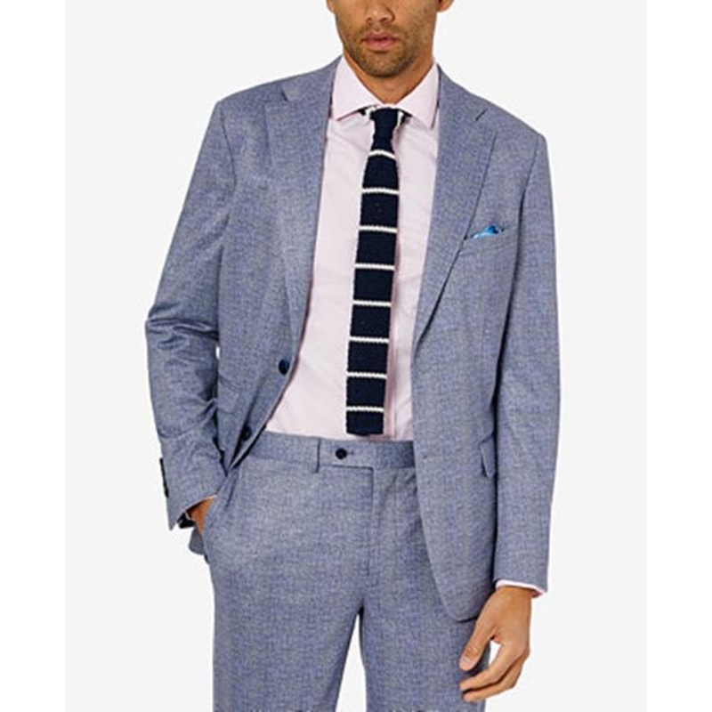Tallia Men's Slim-Fit Knit Sport Coat Light Blue Plaid 44L