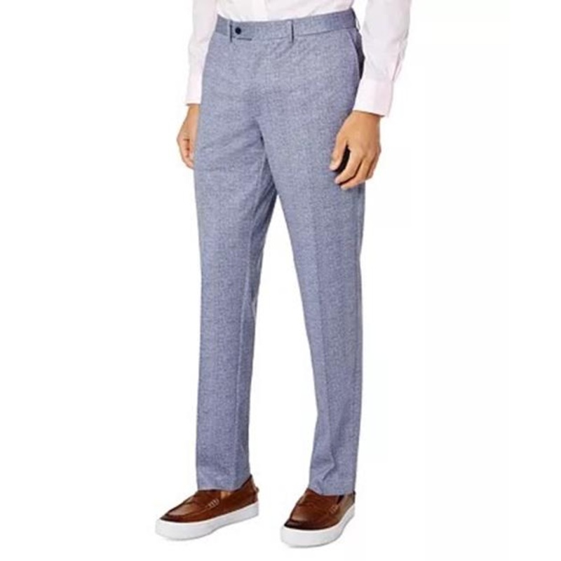 TALLIA Men's Slim-Fit Knit Suit Dress Pants Blue 30 X 30 Plaid