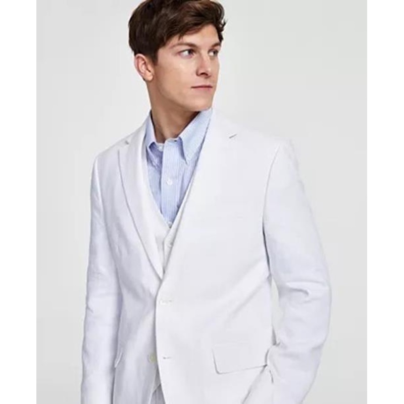 TOMMY HILFIGER Men's Modern-Fit Linen Suit Jacket White 40L