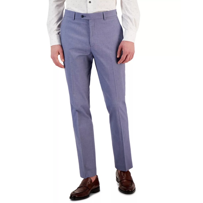 Tommy Hilfiger Men's Modern-Fit TH Flex Stretch Chambray Suit Pants Blue 38 x 32