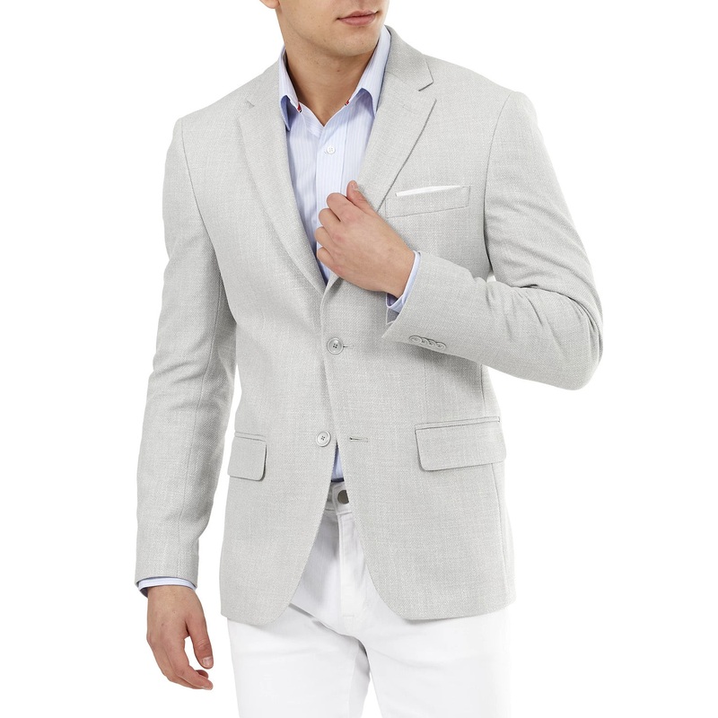 Tommy Hilfiger Men's Slim-Fit Solid Weave Blazer Light Gray 36S Sport Coat