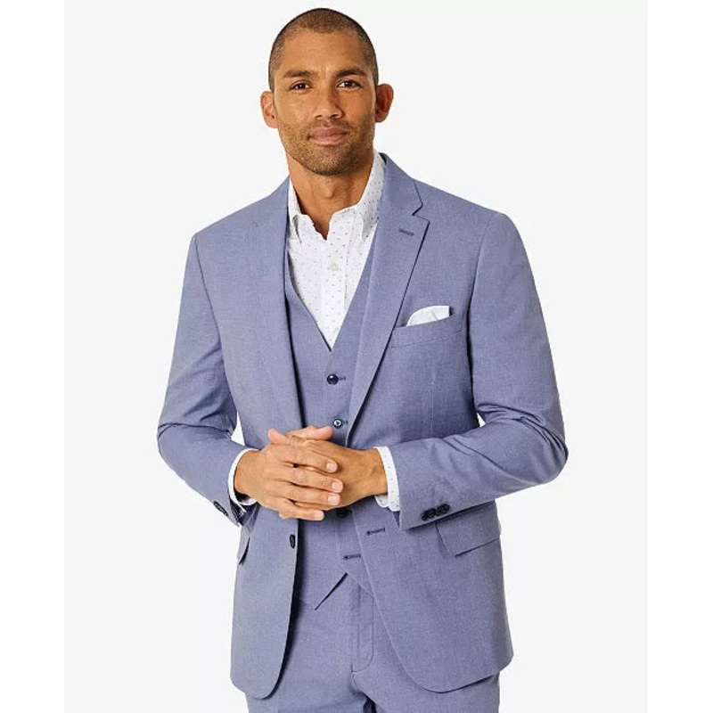 TOMMY HILFIGER Mens Chambray Suit Jacket 40R Blue Modern-Fit TH Stretch