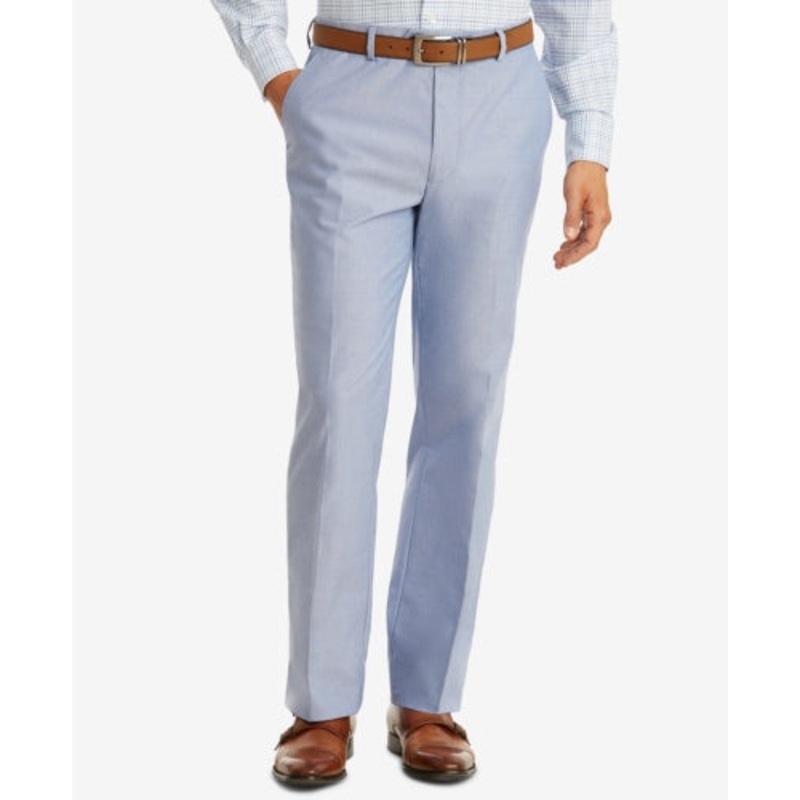 Tommy Hilfiger Modern-Fit TH Flex Stretch Blue Chambray Pants 34 x 34