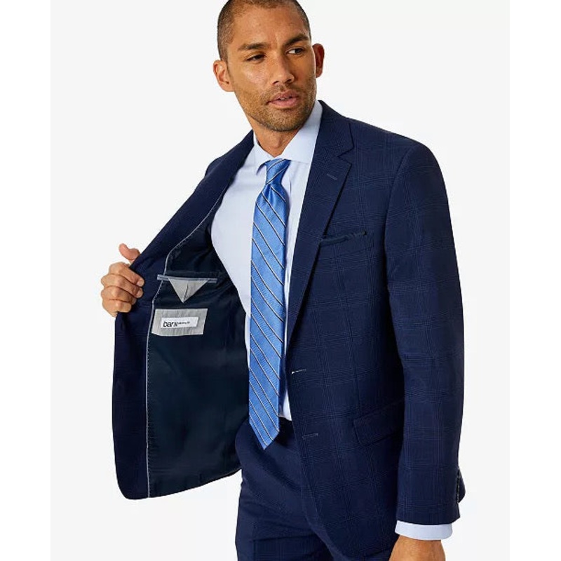 BAR III Men's Skinny-Fit Suit Jacket 42R Blue Plaid Sport Coat