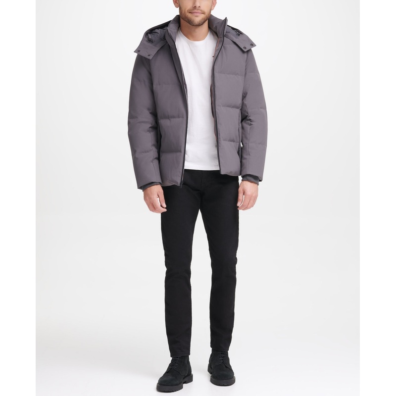 COLE HAAN Men's Dry Hand Down with Detachable Hood Coat XXL Grey