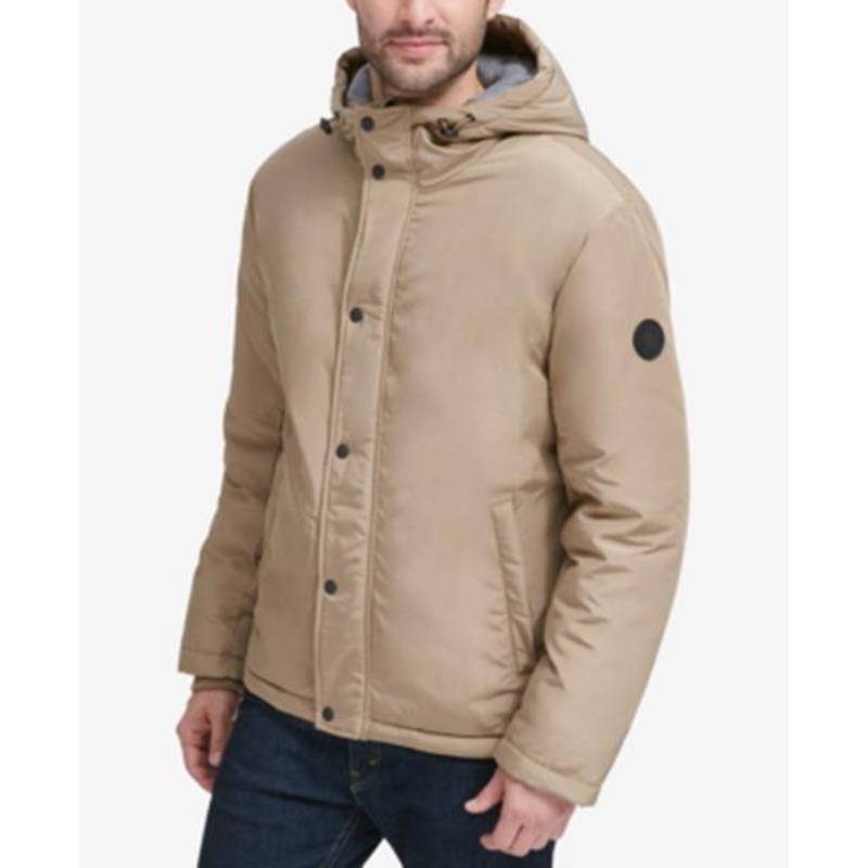 Cole Haan Men's Oxford Hooded Jacket Large Beige