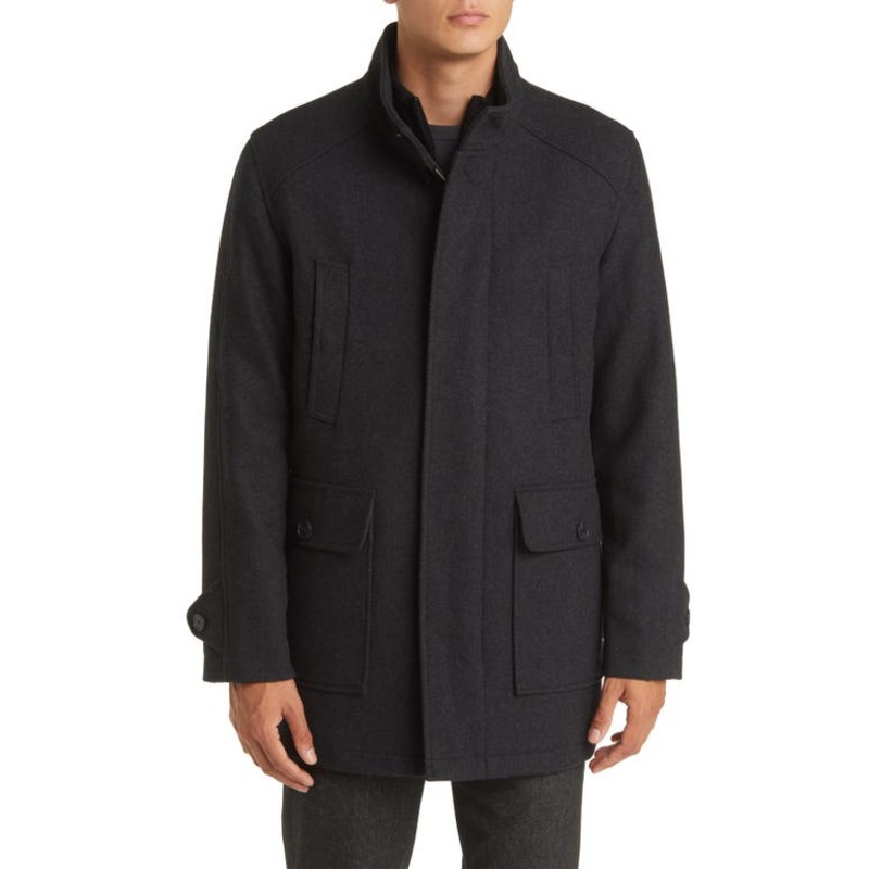 COLE HAAN Men's Twill Field Jacket Small Charcoal Grey