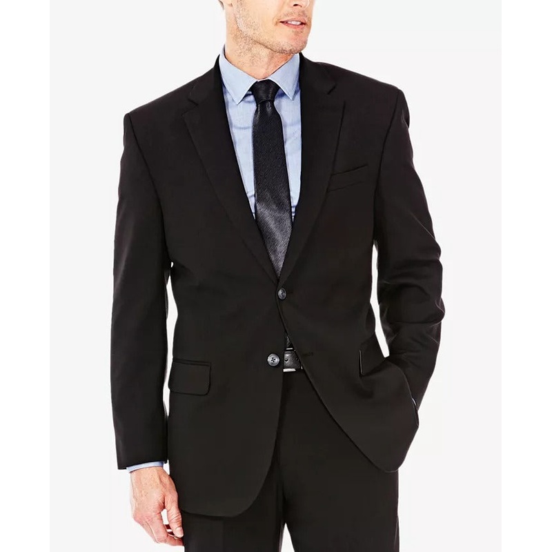 HAGGAR J.M. Mens Regular Fit Stretch Sharkskin Suit Jacket 46R Black