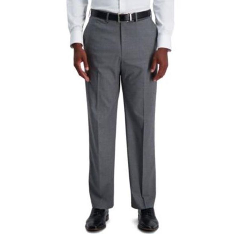 Haggar Men's 4-Way Stretch Classic Fit Expandable Pants Grey Plaid 38 x 30