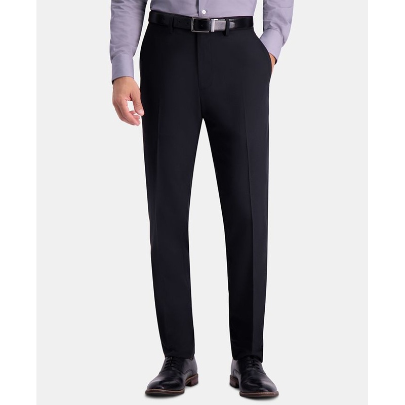 HAGGAR Mens Active Series Herringbone Slim-Fit Suit Separate Pants 30 x 30 Black