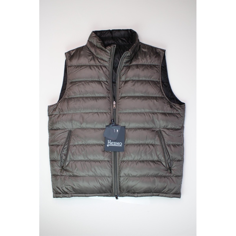 Herno Mens Reversible Down Vest EU / 56 US 46 Dark Grey / Black