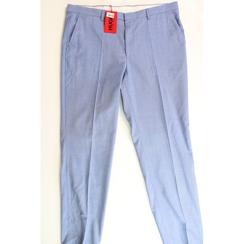 Hugo Boss Men's Chambray Blue Solid Modern-Fit Wool Dress Pants Size 36