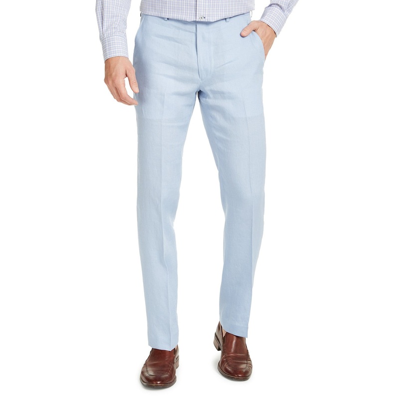 Lauren Ralph Lauren Men's Classic-Fit Solid Linen Dress Pants 36 x 34 light Blue