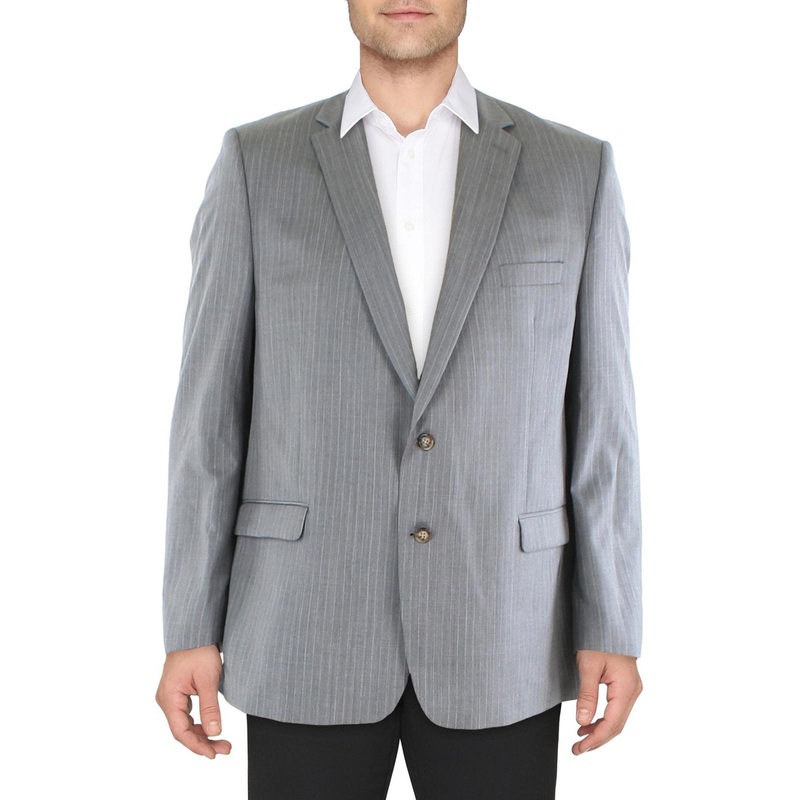 Lauren Ralph Lauren Men's Classic Fit Sport Coat 48R Grey Pin Striped Wool