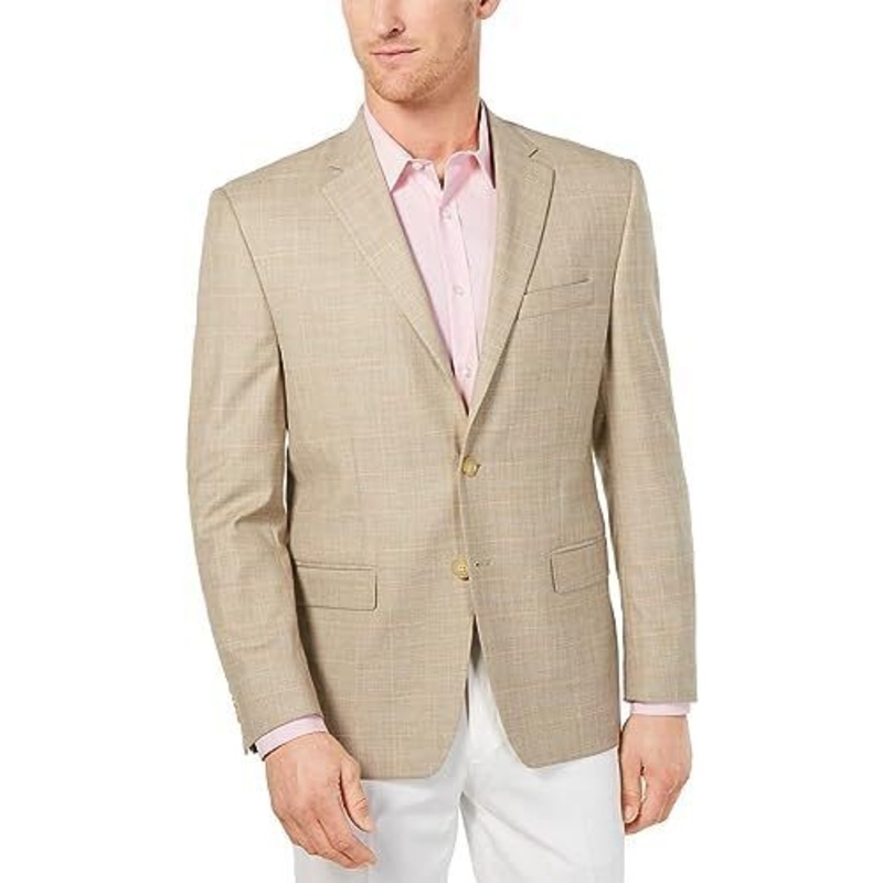 Lauren Ralph Lauren Mens Lexington Plaid Blazer Sportcoat Tan 38R