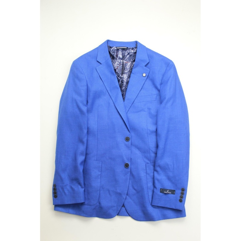 Nautica Men's Sport Coat 36S Bright Blue Modern-Fit Active Stretch Solid