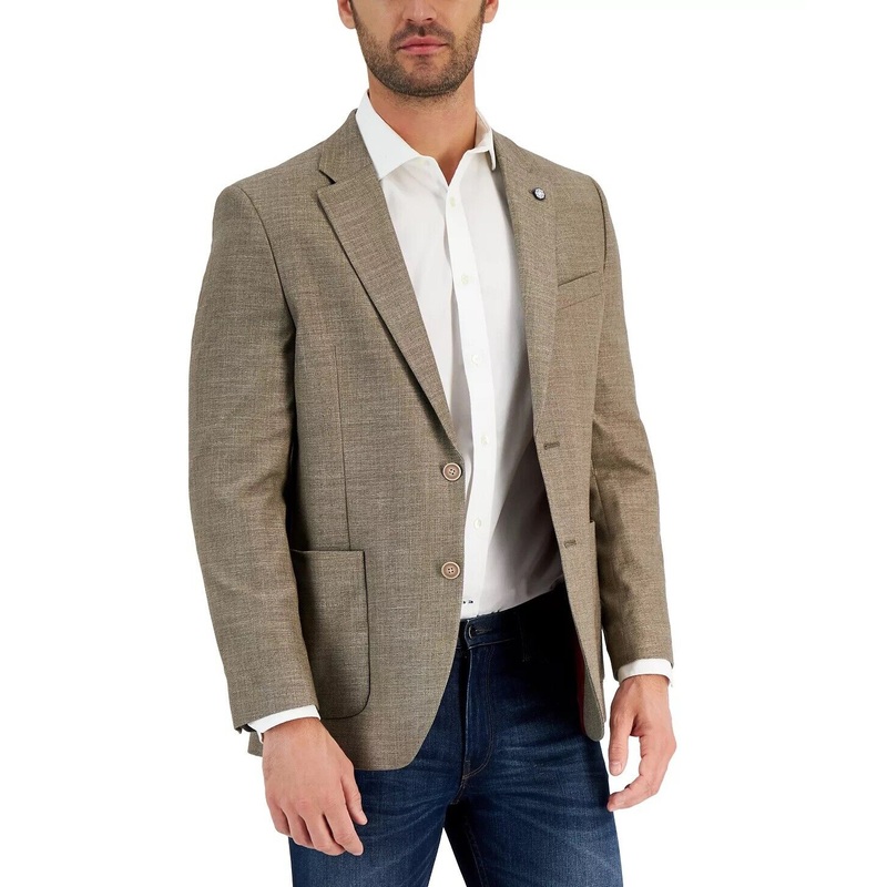 Nautica Mens Modern Fit Sport Coat 44L Stretch Beige Tan
