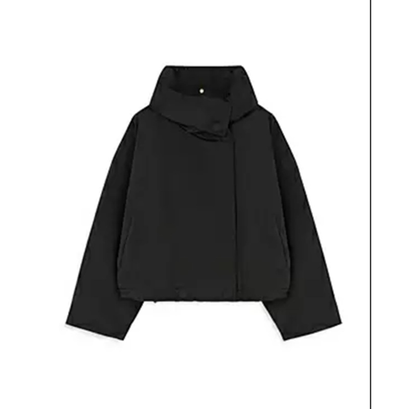 OOF WEAR Womens Wrap Collar Asymmetric Coat Black 38