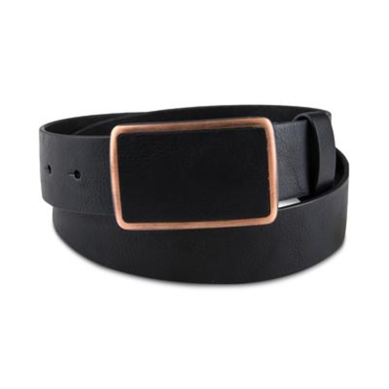 Sun + Stone Men's Bonded Leather Buckle Belt  Black Large