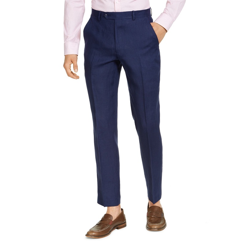 Tommy Hilfiger Men's Modern Fit Linen Dress Pants 30 X 30 Navy Blue
