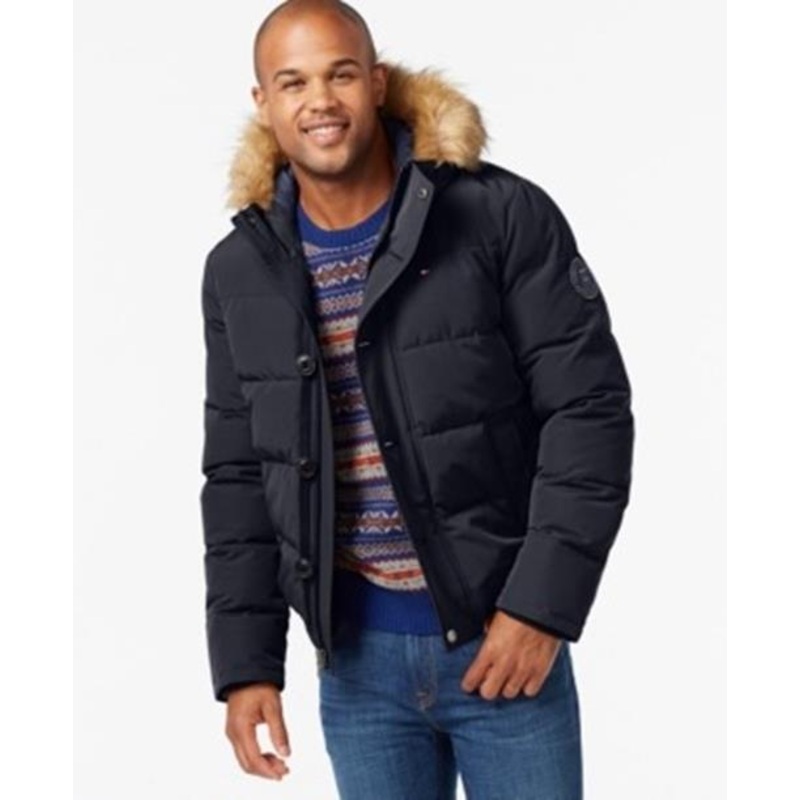TOMMY HILFIGER Mens Short Snorkel Coat 2XL XXL Navy Blue