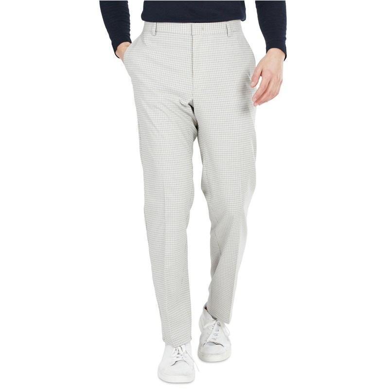 Tommy Hilfiger Modern-Fit Flex Stretch Plaid Dress Pants Cream 38 x 32