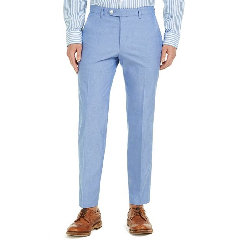 Tommy Hilfiger Modern-Fit TH Flex Stretch Blue Chambray Pants 38 X 32
