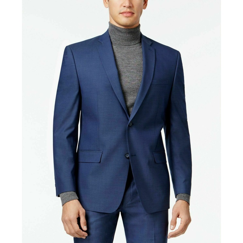 Andrew Marc Men's Stretch Classic-Fit Blue Neat Suit Jacket 40S