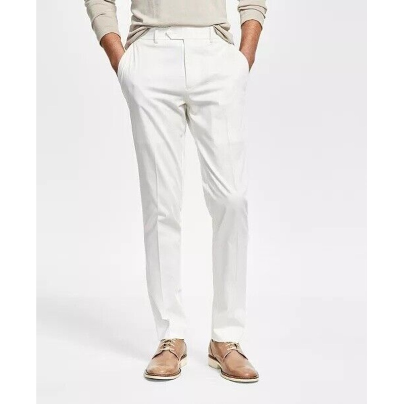 BAR III Men's Slim-Fit Cotton Stretch Solid Suit Dress Pants 32 x 34 White