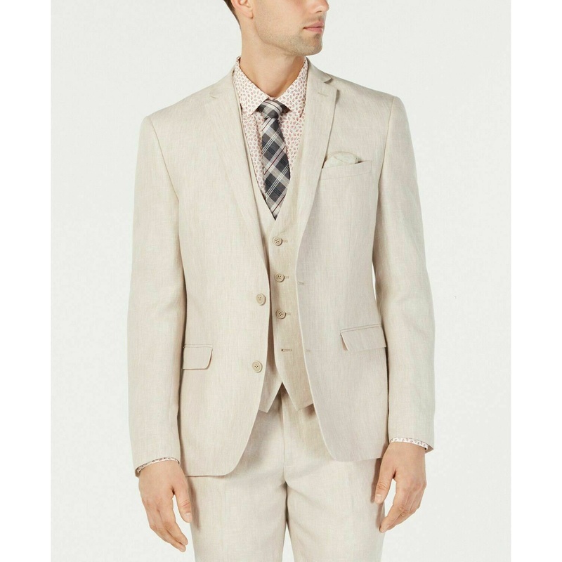 Bar III Men's Slim-Fit Linen Tan Suit Jacket Sport Coat 40S