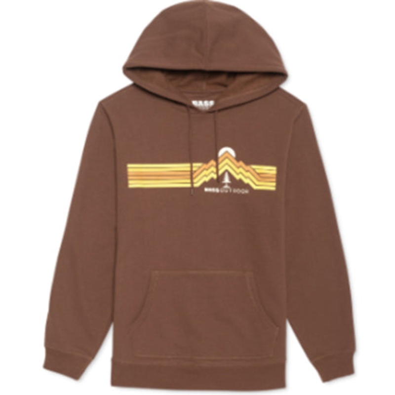 BASS OUTDOOR Mens Calwood Retro Logo Fleece Hoodie Brown 2XL
