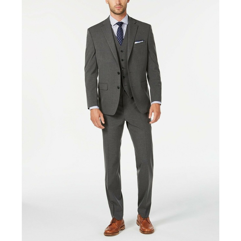 Club Room Regular Fit Grey Solid Suit Jacket 40S