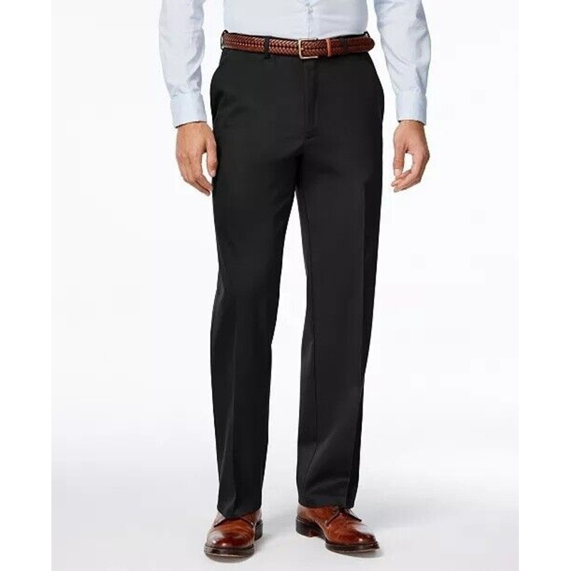 Haggar Big & Tall Khaki Classic Fit Ecpandable Waistband Pants Black 54 x 34