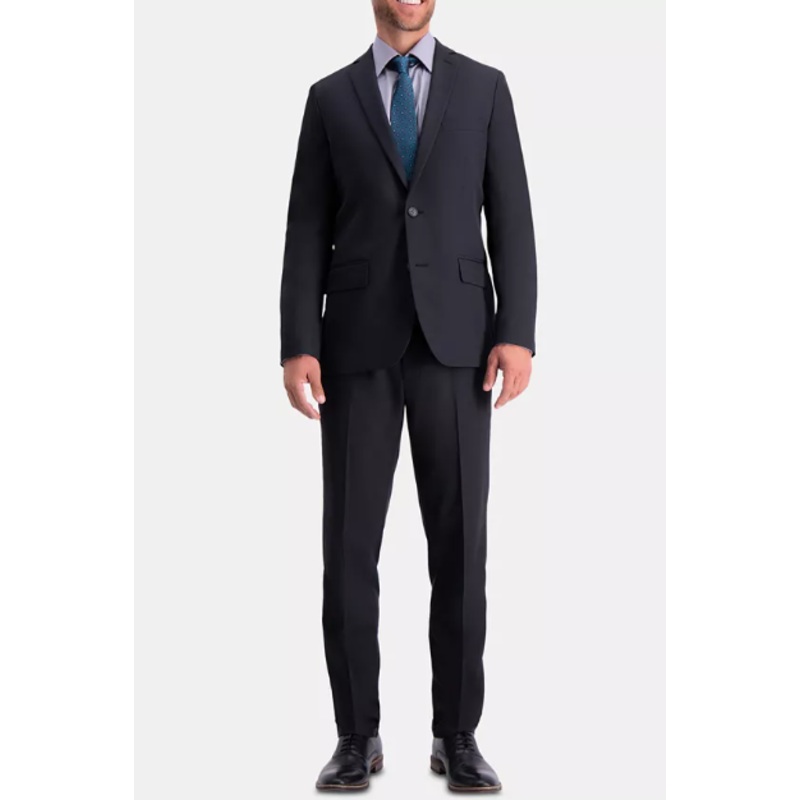 HAGGAR Men's Active Series Herringbone Slim-Fit Suit Separate Jacket Black 40R