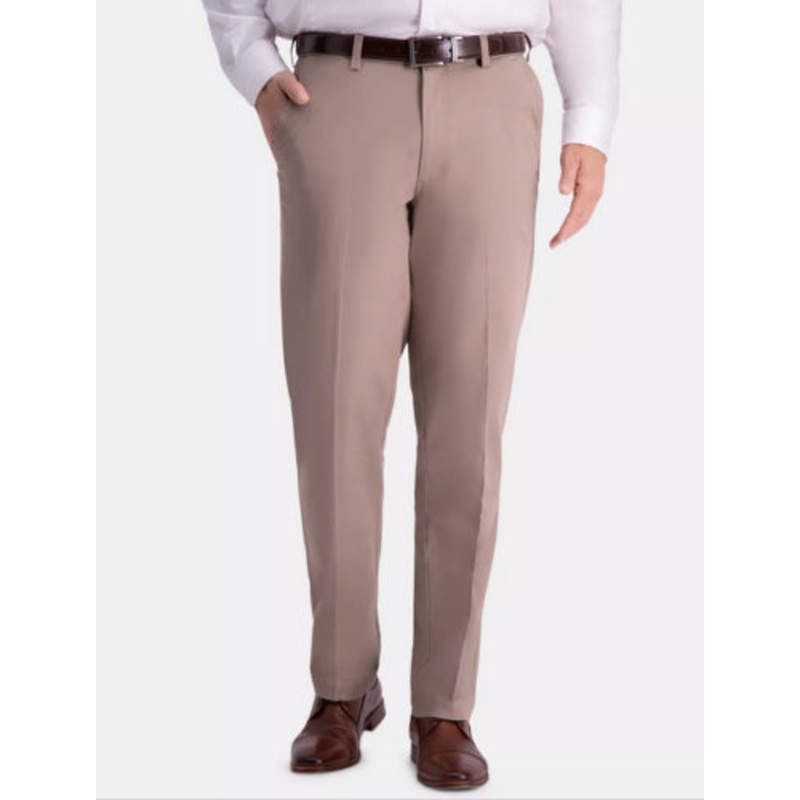 Haggar Men's Premium Classic-Fit 2-Way Stretch Pants Khaki 36 x 30