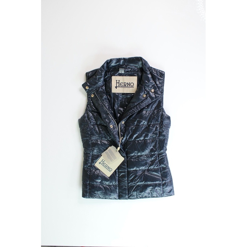 Herno Womens Iconico Down Puffer Vest SIze 38 / US 2 Navy Blue
