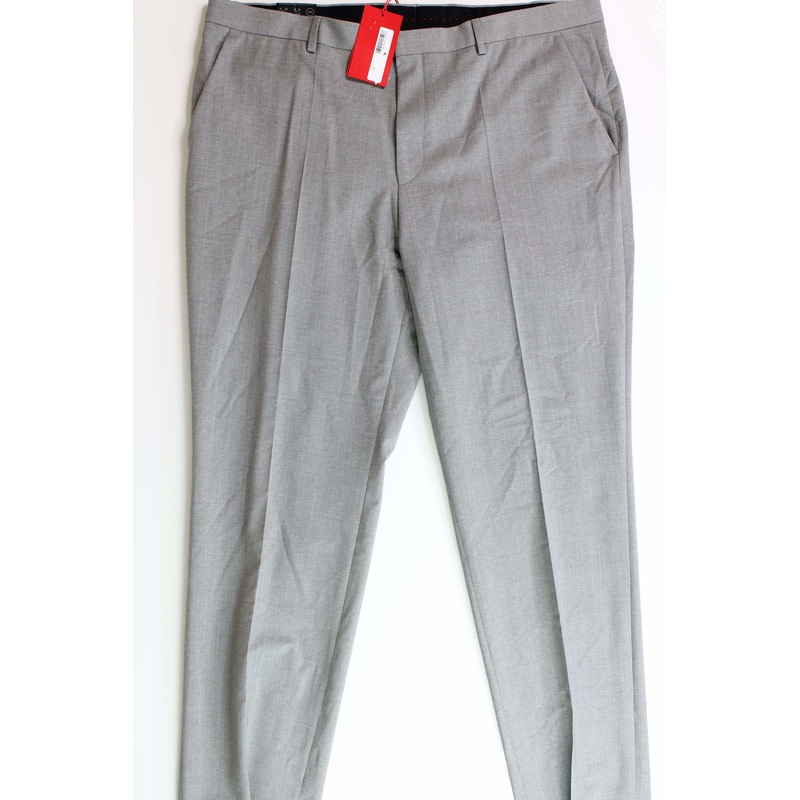 HUGO Boss Men's Gray Textured Modern-Fit Wool Suit Dress Pants 40 x 32