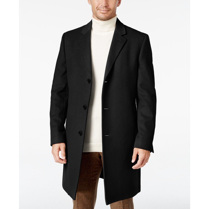Lauren Ralph Lauren Men's Luther Wool-Blend Top Coat 44L Black Overcoat