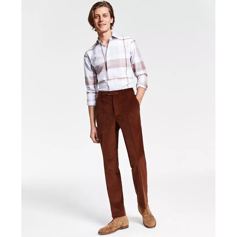 Lauren Ralph Lauren Regular Fit Corduroy Performance Pants 33 x 32 Vicuna Brown