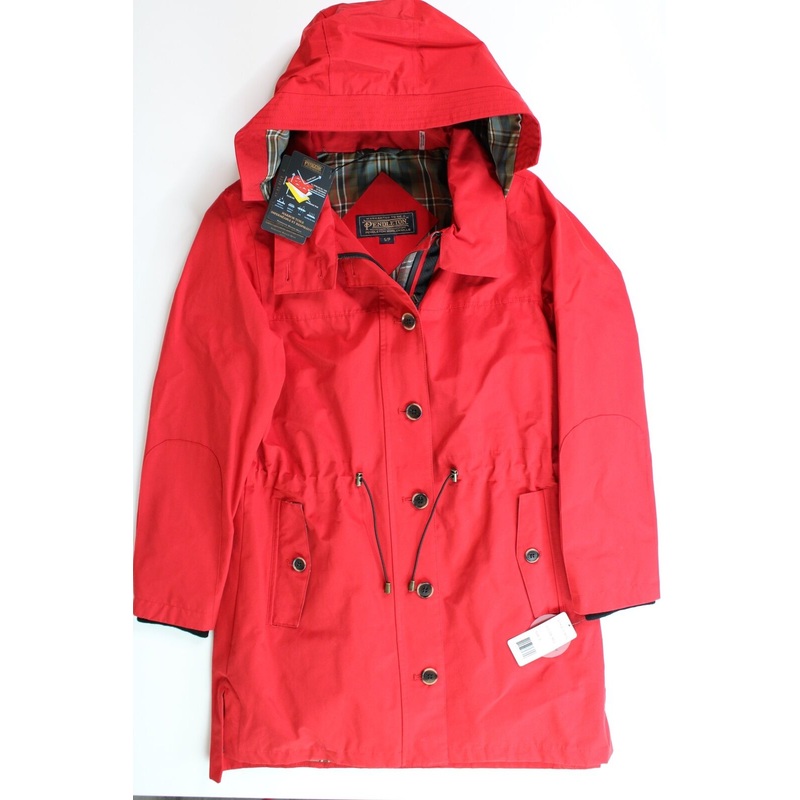Pendleton Womens Bodega Bay Hooded Trench Coat Small Red
