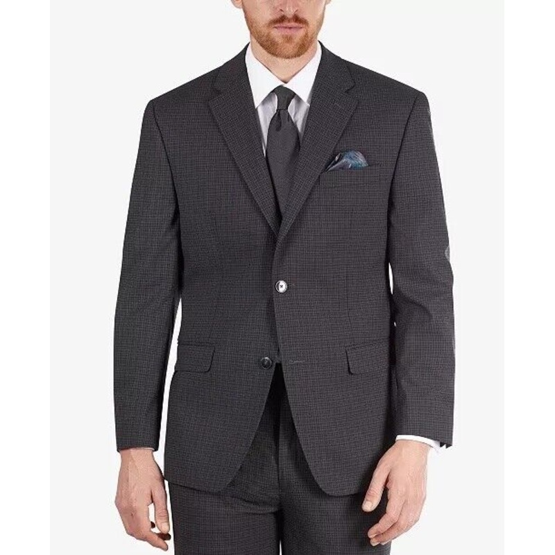 SEAN JOHN Men's Classic-Fit Dark Gray Check Suit Jacket 38S