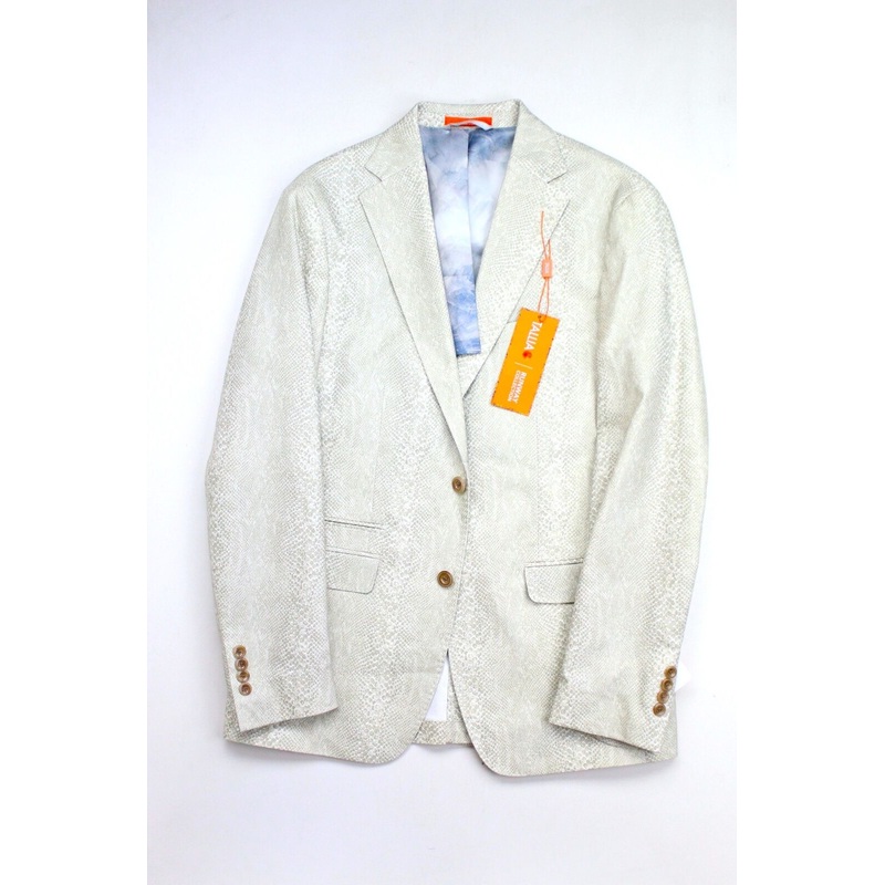 TALLIA ORANGE Mens Beige Slim Fit Sport Coat Snake Print Size XL