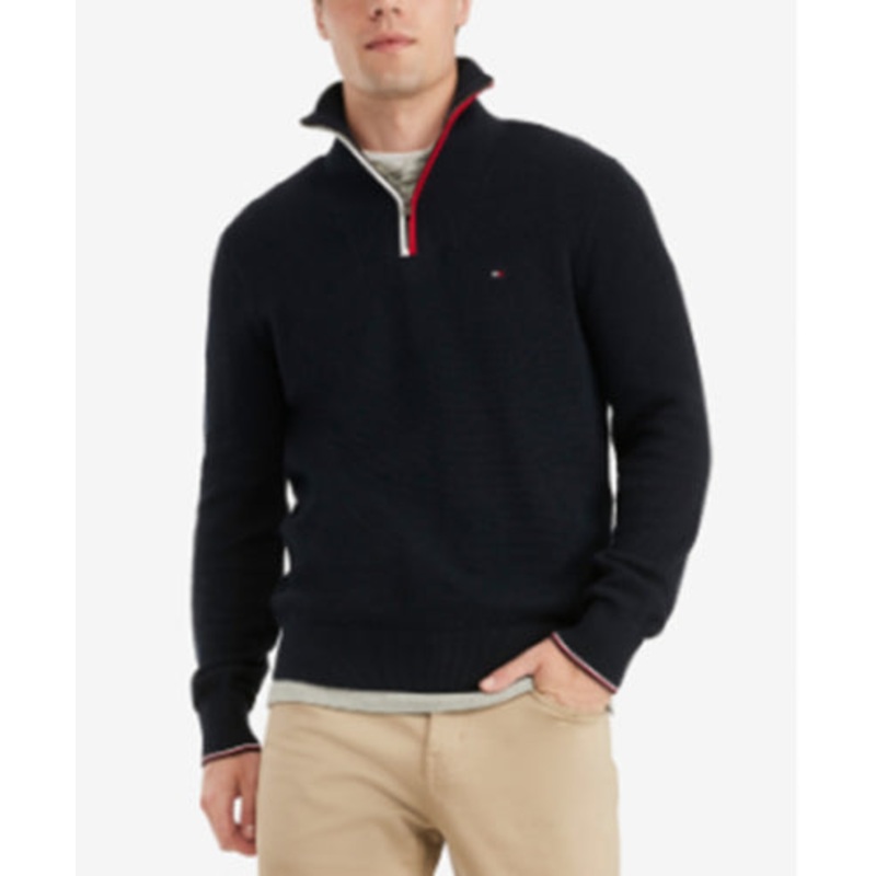 Tommy Hilfiger Men's Manhattan Quarter Zip Sweater Desert Sky XXL